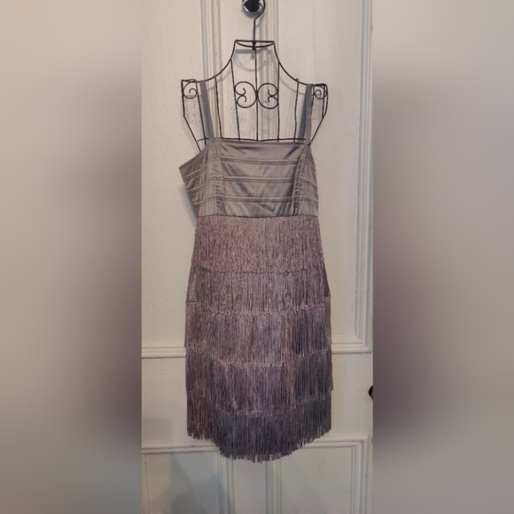 Silver strappy cocktail dress, M